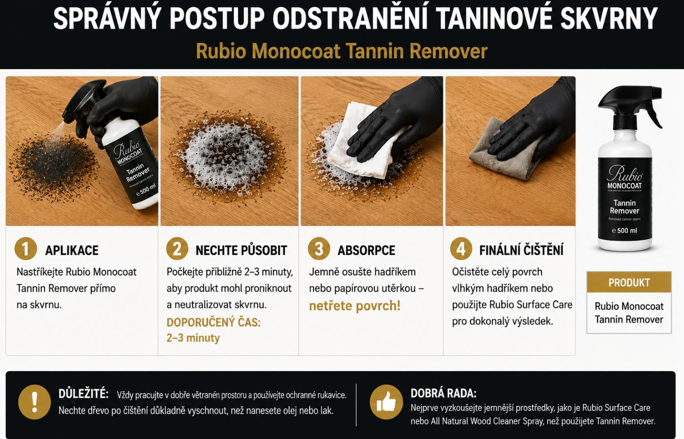 správný postup odstranění taninovaé skvrny